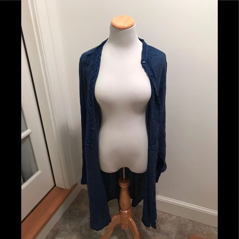 NWT Free People Shirt dress duster Blue Medium